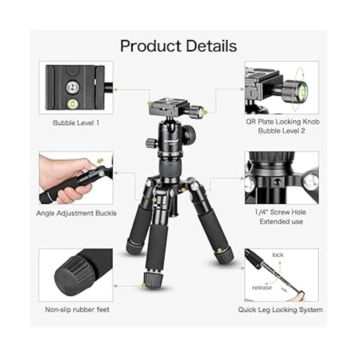 Koolehaoda Mini trípode portátil de aleación de aluminio_2