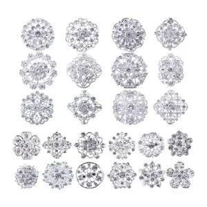 MEEJOA Juego de 24 broches de flores de cristal con_1