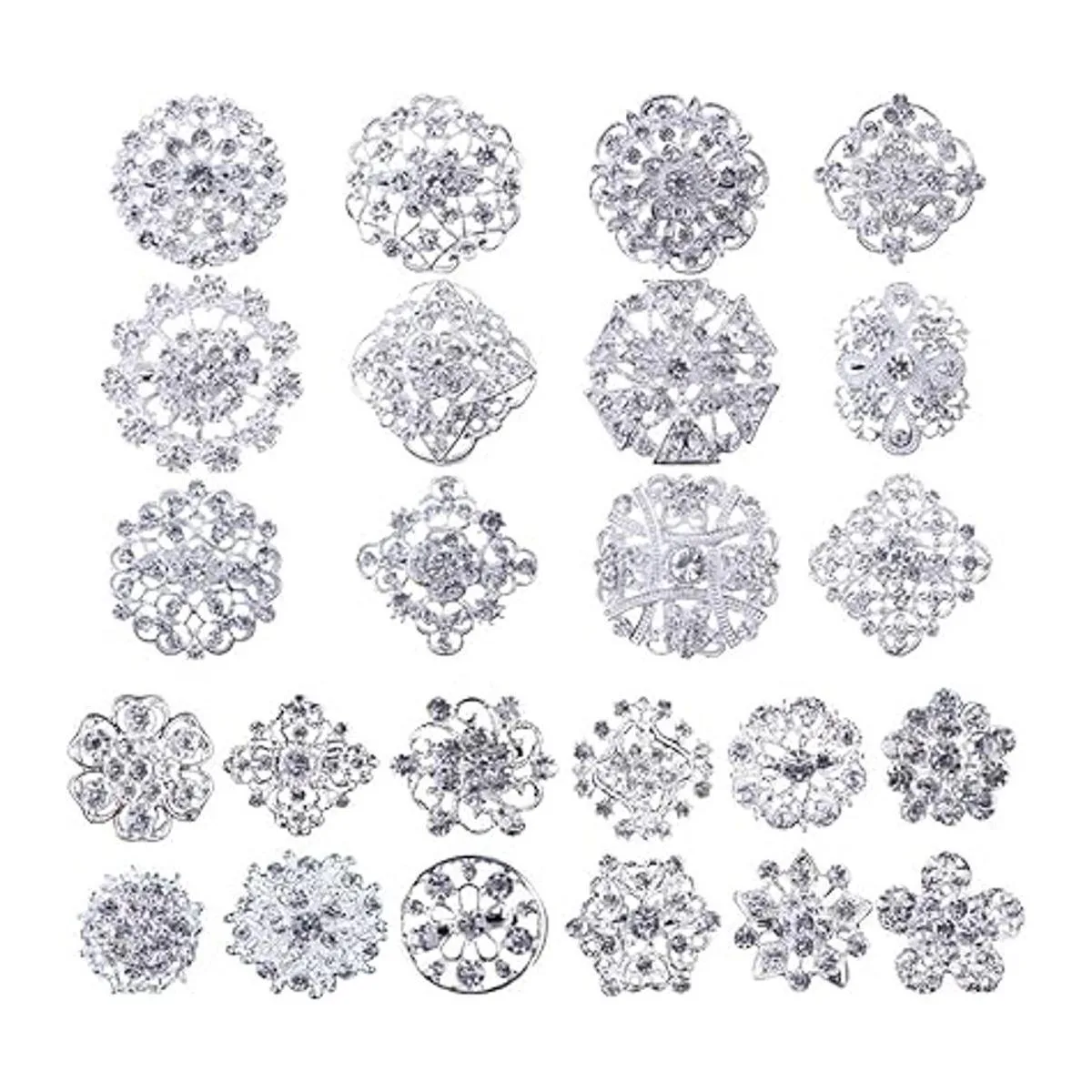 MEEJOA Juego de 24 broches de flores de cristal con_1
