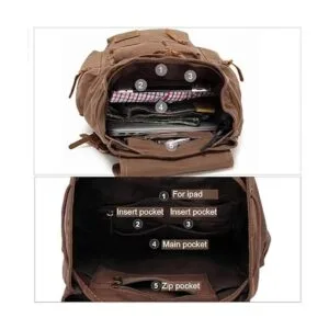 AUGUR Mochila de lona de cuero vintage grande para laptop_3