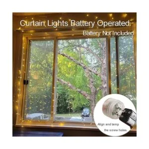 Cortina con 300 luces LED funciona con pilas con control_3