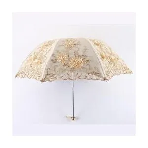 Honeystore Sombrilla bordada con flor 3D plegable UV con_3