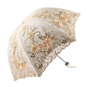 Honeystore Sombrilla bordada con flor 3D plegable UV con_1