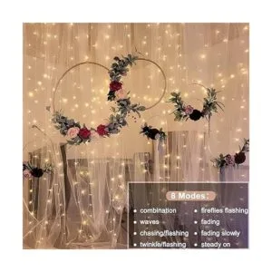 Cortina con 300 luces LED funciona con pilas con control_4