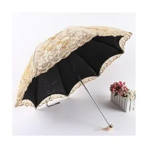 Honeystore Sombrilla bordada con flor 3D plegable UV con_5