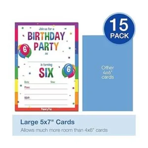 6 invitaciones Fiesta de cumpleaños con sobres 15_5