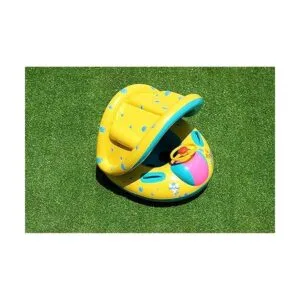 Alberca inflable para bebé en forma de aro con toldo para_6