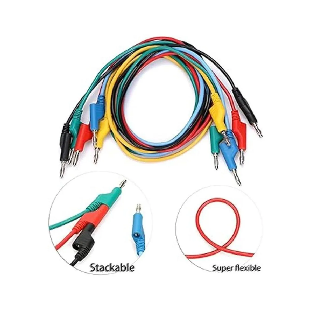 Sumnacon Juego de 5 cables de prueba de enchufe de plátano_3