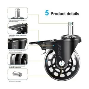 AGPTEK Ruedas para silla de oficina resistentes con_3