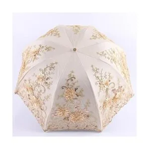 Honeystore Sombrilla bordada con flor 3D plegable UV con_6