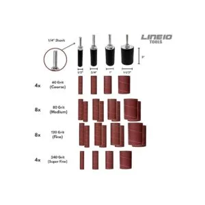LINE10 Tools Paquete de 28 tambores de lijado y mangas_2