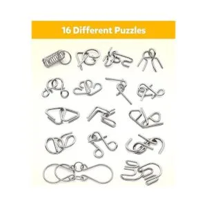 Coogam Juego de 16 rompecabezas de alambre de metal con_2