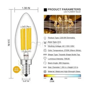 CRLight 6W LED bombillas de candelabro E12 base regulable_3