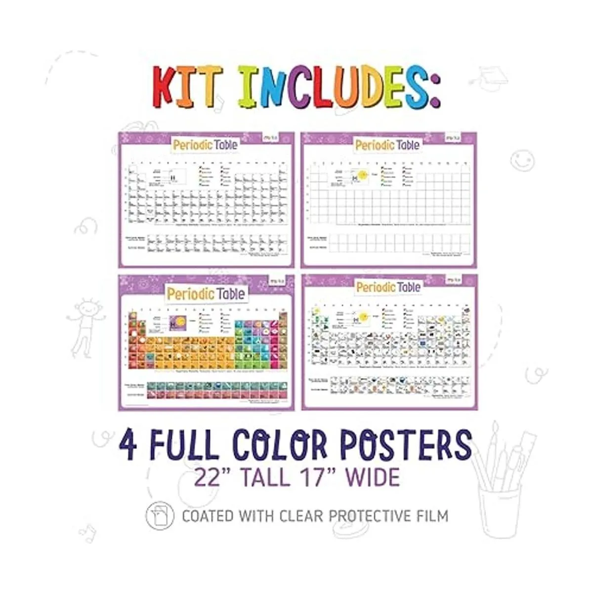 Kids Afiche tabla periódica 22x17 118 tarjetas con_3