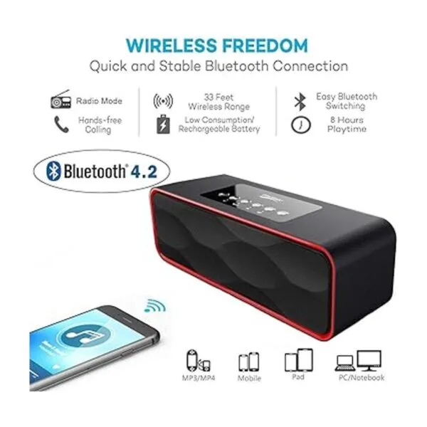Altavoz estéreo Bluetooth inalámbrico portátil con potente_5