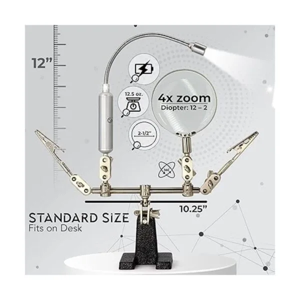 RamPro soporte con lupa de mano y cuello flexible con luz_2