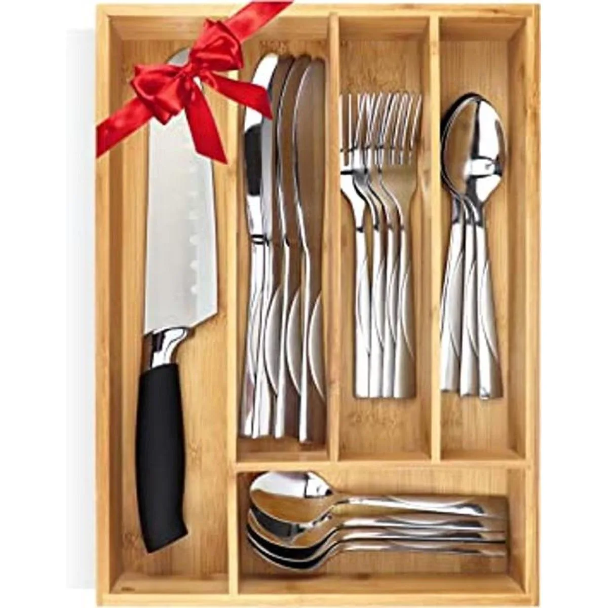 PRISTINE BAMBOO Organizador de bandeja de cubiertos de 10_1