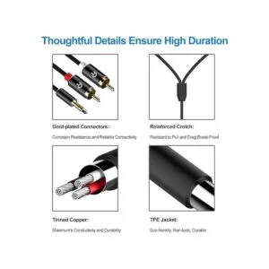 Rankie Cable estéreo de audio adaptador RCA de 0.138 in a_4