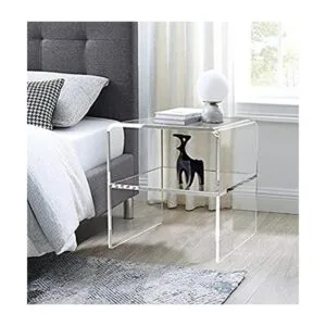 Mesita de noche de acrílico con estante adicional mesas_1