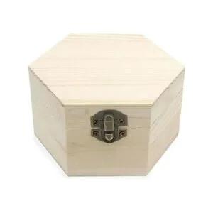 AVESON Caja lisa sin terminar caja de joyería hexagonal_1