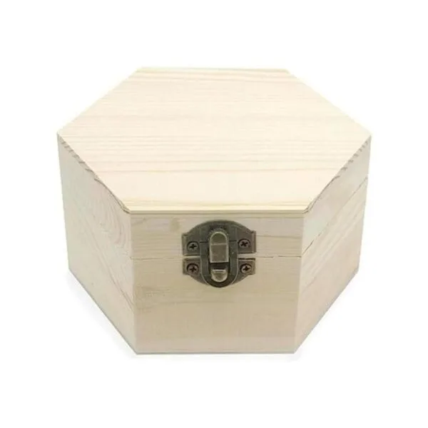AVESON Caja lisa sin terminar caja de joyería hexagonal_1