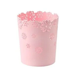 HMANE Cubo de basura de plástico y sin asa con flores_1