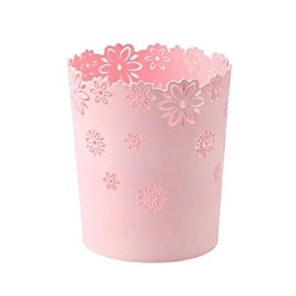 HMANE Cubo de basura de plástico y sin asa con flores_1