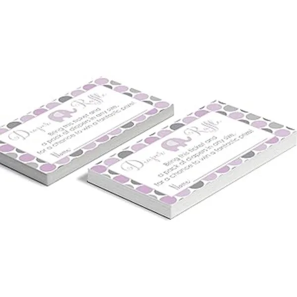 Purple Elephant Ticket de la rifa del pañal 25 tarjetas_5