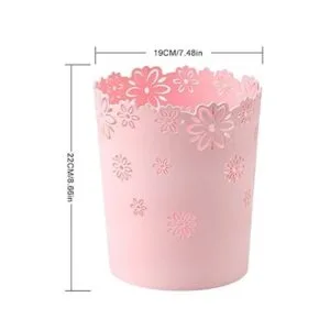 HMANE Cubo de basura de plástico y sin asa con flores_2