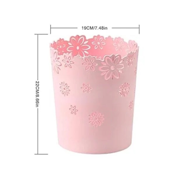 HMANE Cubo de basura de plástico y sin asa con flores_2