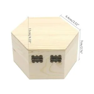 AVESON Caja lisa sin terminar caja de joyería hexagonal_3