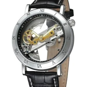 FORSINING Reloj de esqueleto con correa de piel auténtica_3