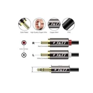 JD Cable de audio RCA macho de 0.138 in a 2 RCA Phono_2