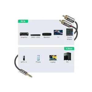 JD Cable de audio RCA macho de 0.138 in a 2 RCA Phono_3