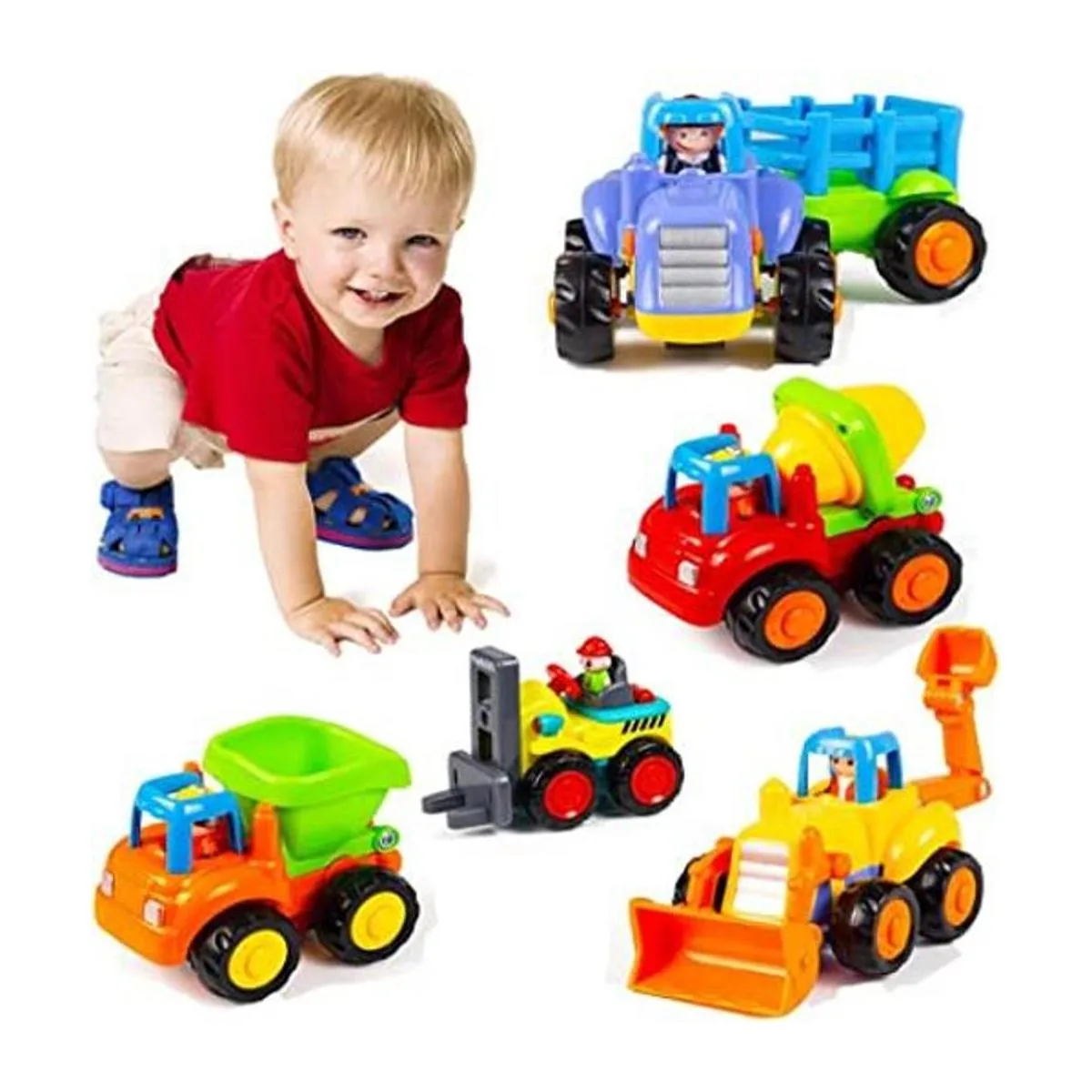 Juego de tractor excavadora camión mezclador y volcador_1