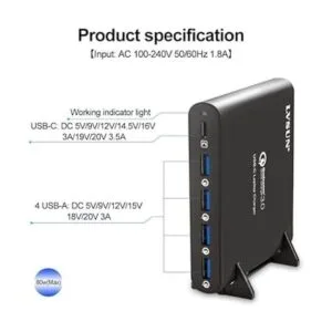 Cargador USB tipo C de 80 W PD estación de carga USB de 5_3