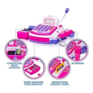 CifToys Juego de caja registradora de juguete de cajero_3