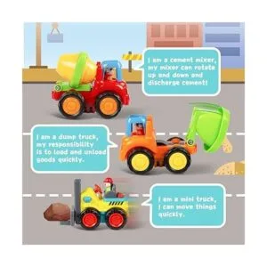 Juego de tractor excavadora camión mezclador y volcador_4