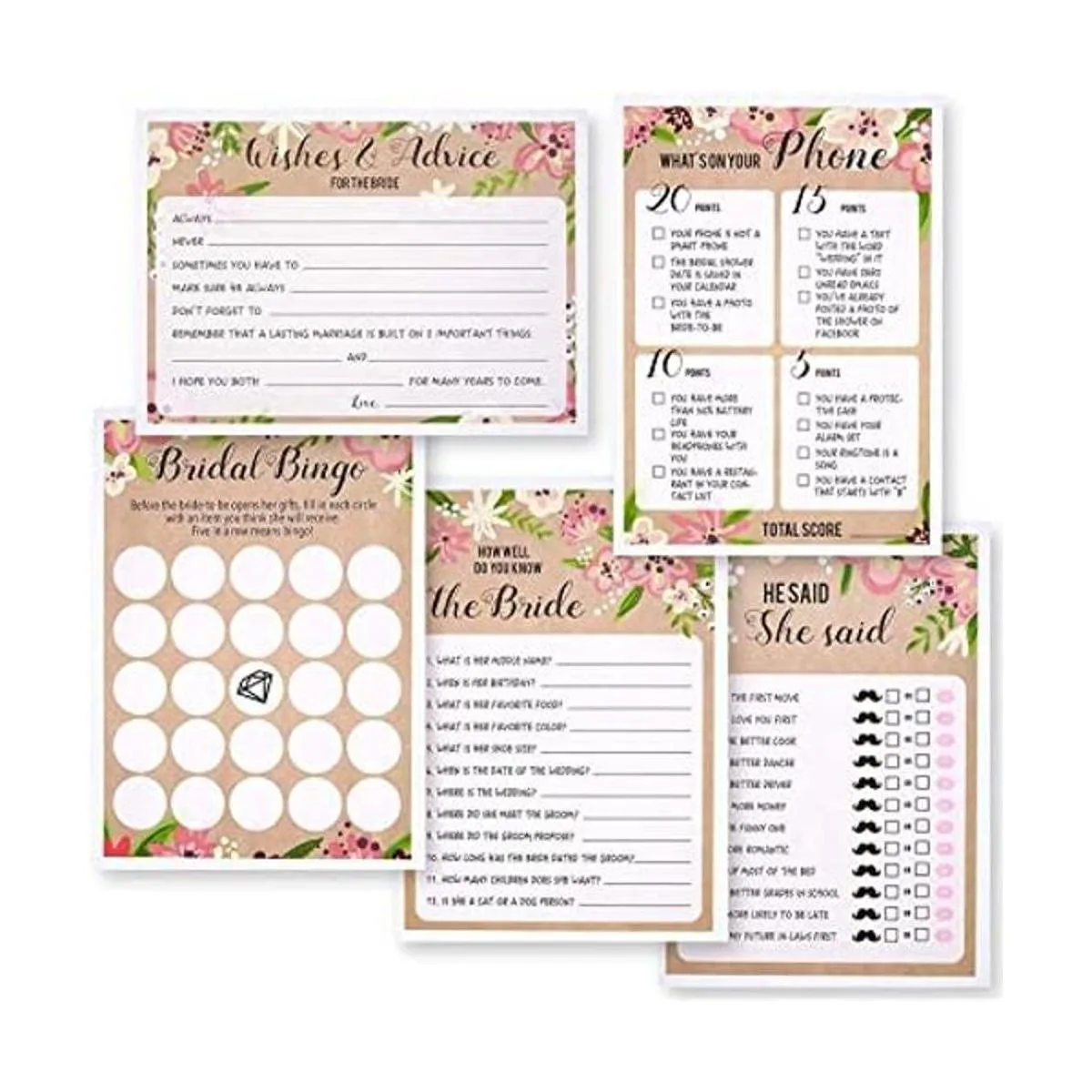 Juego de 5 juegos de fiesta de despedida de soltera 7 x 5_1