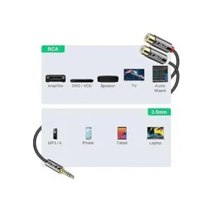 JD Cable RCA de 0.138 in a 2 cables RCA carcasa de cobre_3