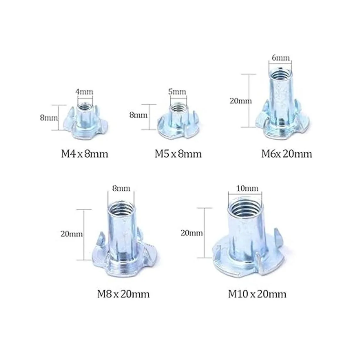 Hilitchi 105 piezas M4 5 6 8 10 Tuerca en T de acero_2
