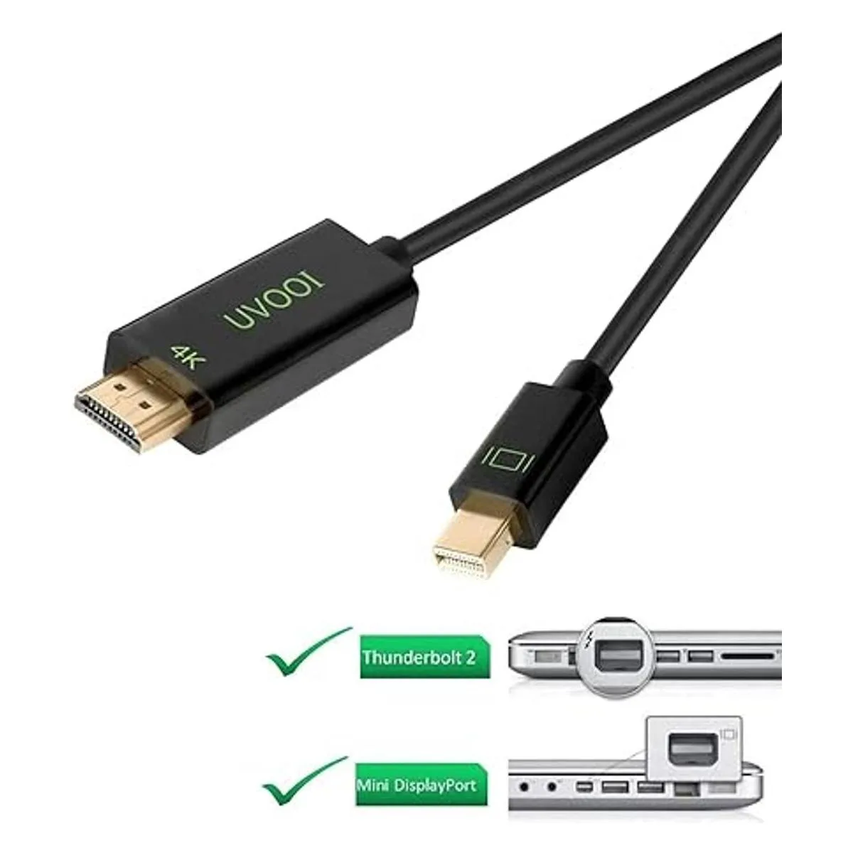 Cable Mini DisplayPort 1.2 a HDMI 2.0 4K 15 pies UVOOI_2