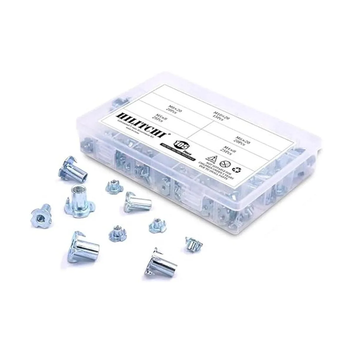 Hilitchi 105 piezas M4 5 6 8 10 Tuerca en T de acero_6