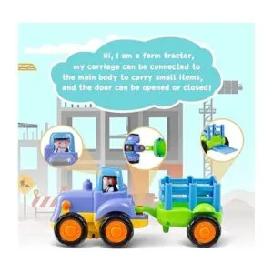 Juego de tractor excavadora camión mezclador y volcador_3