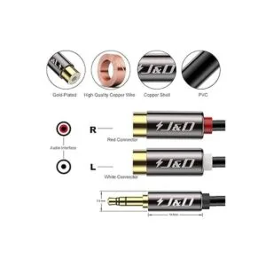 JD Cable RCA de 0.138 in a 2 cables RCA carcasa de cobre_2