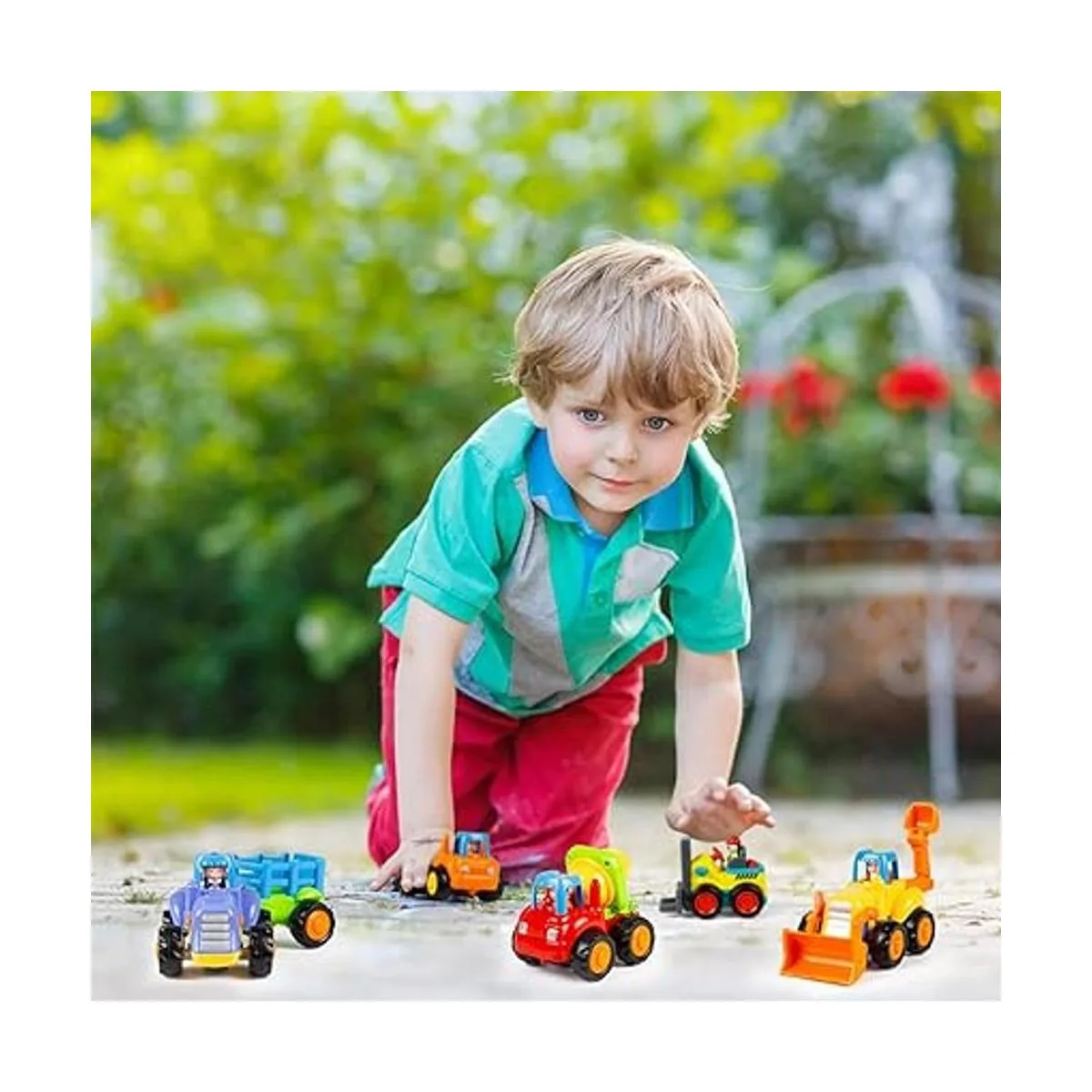 Juego de tractor excavadora camión mezclador y volcador_6