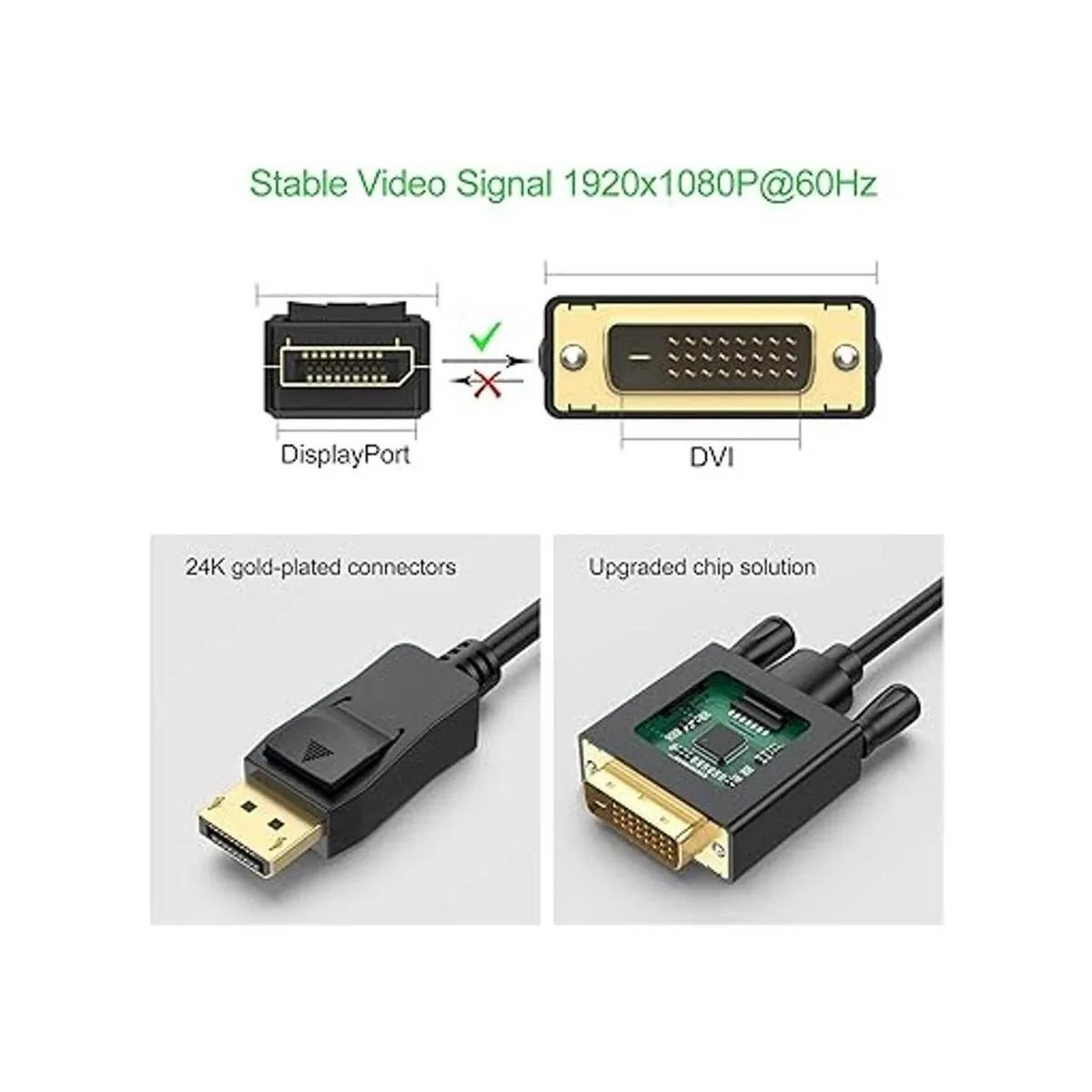 Cable DisplayPort a DVI de 6.6 pies puerto de_6