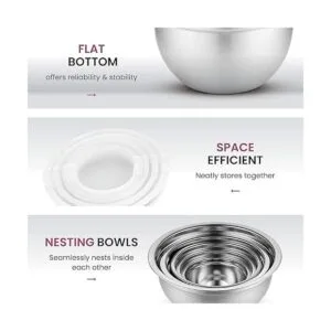 FINEDINE Cuencos para mezclar con tapas 5 cuencos para_5