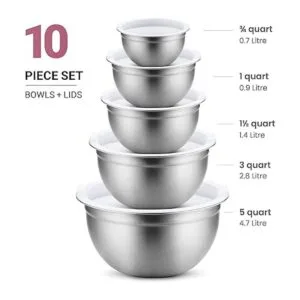 FINEDINE Cuencos para mezclar con tapas 5 cuencos para_6