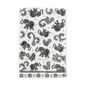 Karma Gifts Toalla de té boho en blanco y negro elefante_2